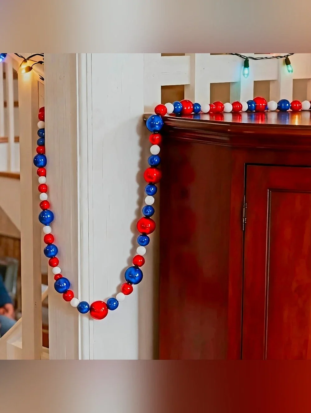 Bundle of 2 new Patriotic 4th of July Red White & Blue Ornament Garland, 72